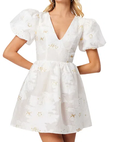 Elliatt Octavia Bow Back Mini Dress In Ivory/gold