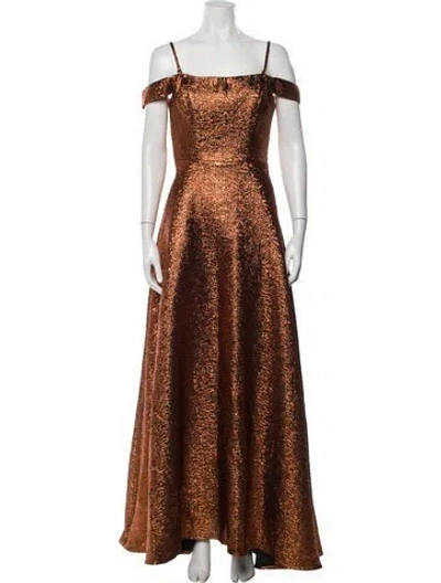 Pre-owned Elliatt Off-the-shoulder Long Dress In Orange