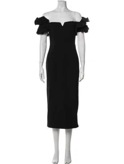 Pre-owned Elliatt Off-the-shoulder Midi Length Dress In Black