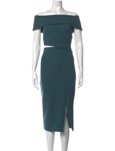 Pre-owned Elliatt Off-the-shoulder Midi Length Dress In Blue