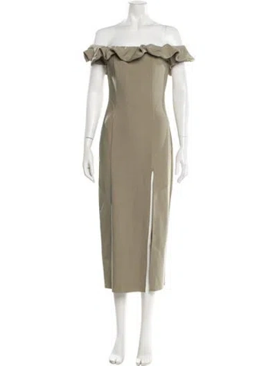 Pre-owned Elliatt Off-the-shoulder Midi Length Dress In Neutral