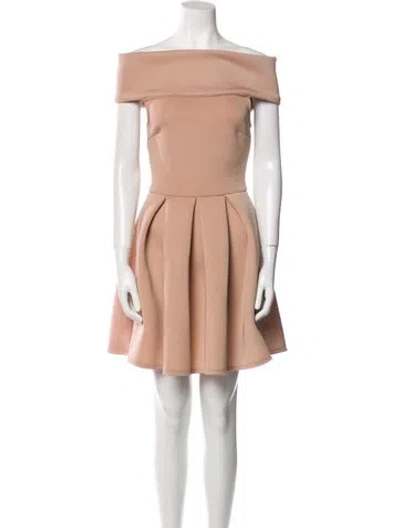 Pre-owned Elliatt Off-the-shoulder Mini Dress In Neutral