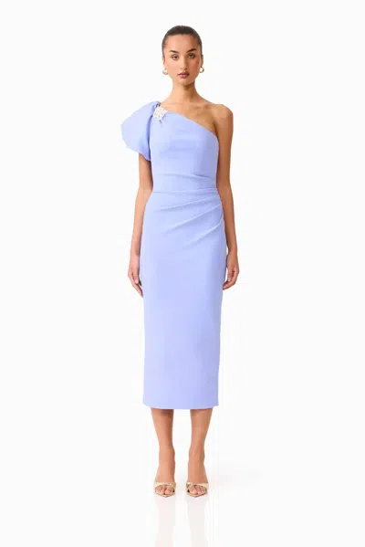 Elliatt Olenna Puff Sleeve Midi Dress In Blue In Purple