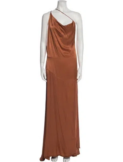 Pre-owned Elliatt One-shoulder Long Dress In Brown