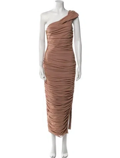 Pre-owned Elliatt One-shoulder Long Dress In Brown