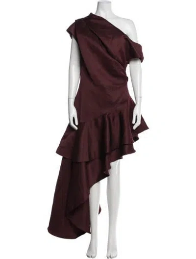 Pre-owned Elliatt One-shoulder Long Dress In Burgundy