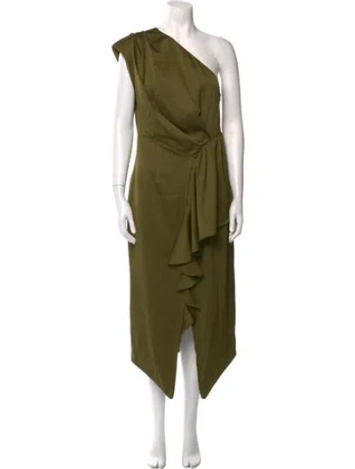 Pre-owned Elliatt One-shoulder Long Dress In Green