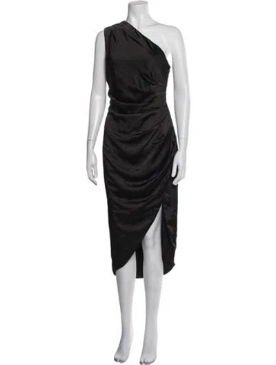 Pre-owned Elliatt One-shoulder Midi Length Dress In Black