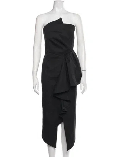 Pre-owned Elliatt One-shoulder Midi Length Dress In Black