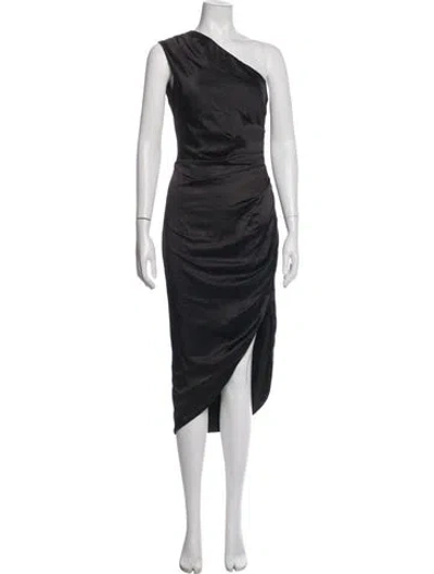 Pre-owned Elliatt One-shoulder Midi Length Dress In Black