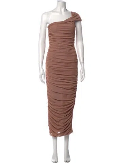 Pre-owned Elliatt One-shoulder Midi Length Dress In Brown