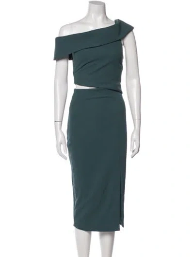 Pre-owned Elliatt One-shoulder Midi Length Dress In Green