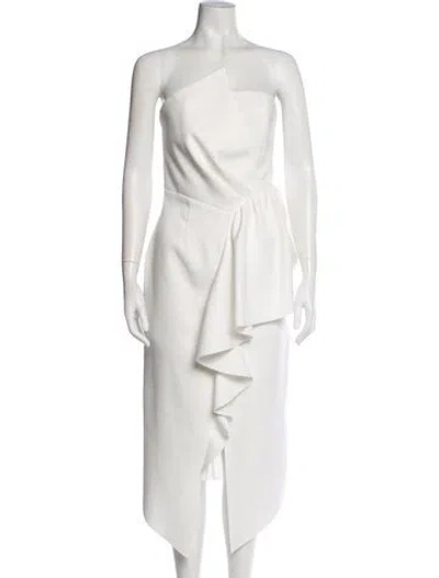 Pre-owned Elliatt One-shoulder Midi Length Dress In White