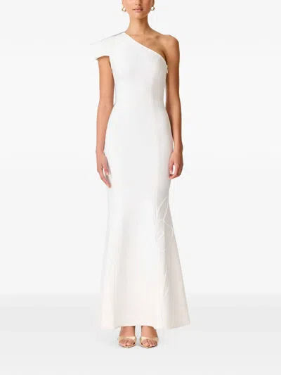 Elliatt Opline Floral-embroidered Maxi Dress In White