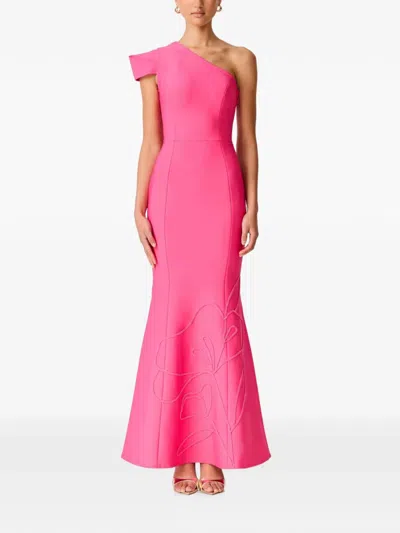 Elliatt Opline Floral-embroidered Maxi Dress In 핑크