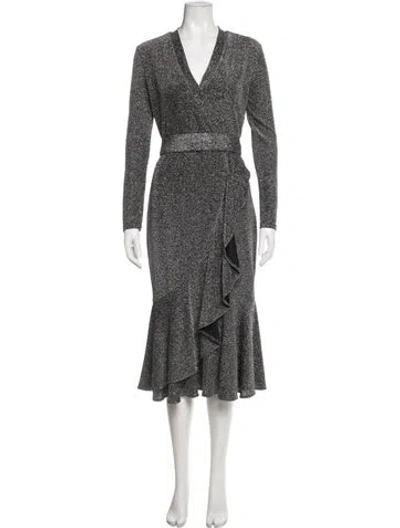 Pre-owned Elliatt Patterned Midi Length Dress In Grey