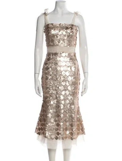Pre-owned Elliatt Patterned Midi Length Dress In Neutral
