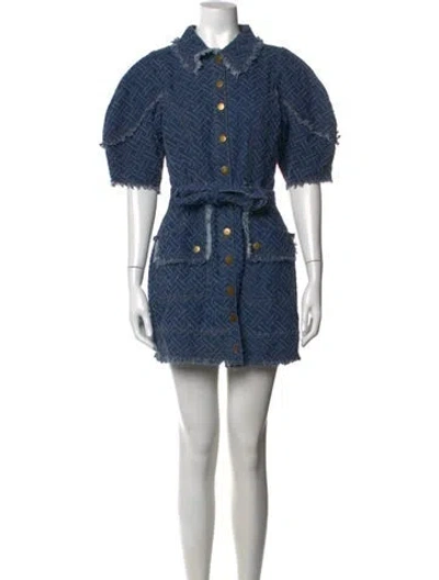 Pre-owned Elliatt Patterned Mini Dress In Blue