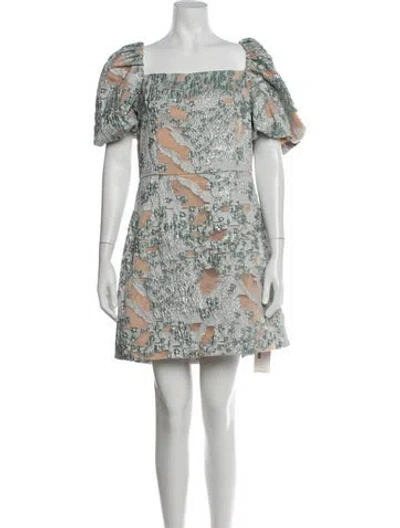 Pre-owned Elliatt Patterned Mini Dress In Green
