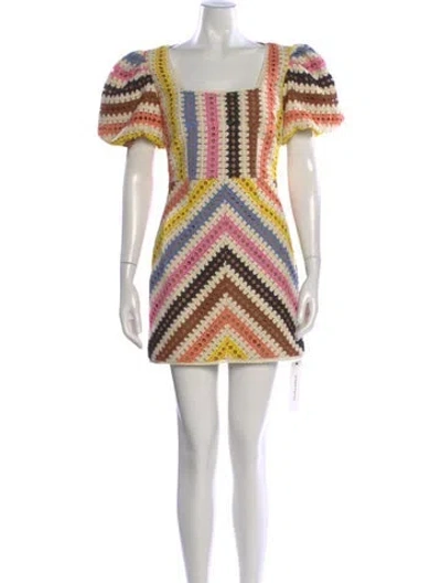 Pre-owned Elliatt Patterned Mini Dress In Pink