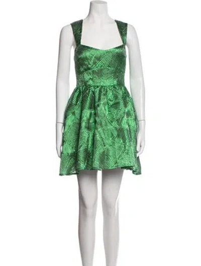 Pre-owned Elliatt Patterned Mini Dress W/ Tags In Green