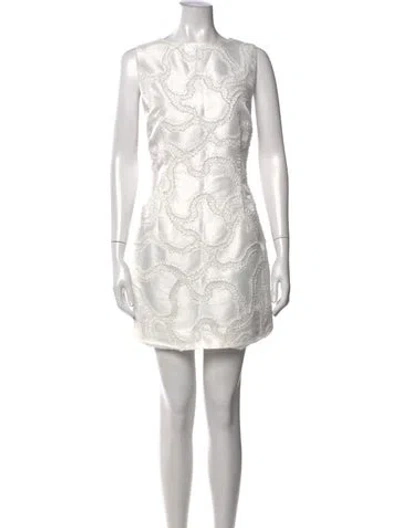 Pre-owned Elliatt Patterned Mini Dress In White