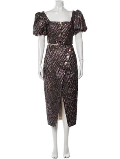 Pre-owned Elliatt Patterned Ruffle Embellishment Skirt Set In Multi
