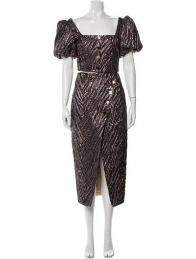 Pre-owned Elliatt Patterned Ruffle Embellishment Skirt Set In Multicolor