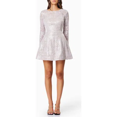 Elliatt Petra Long Sleeve Fit & Flare Dress In Ash Lilac