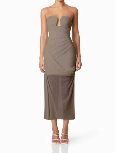 Elliatt Phoebe Strapless Midi Dress In Mushroom In Neutral