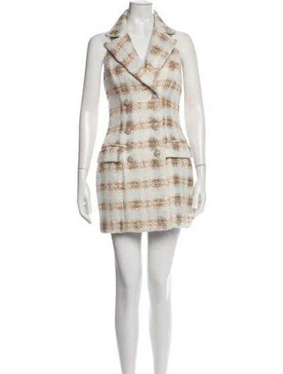 Pre-owned Elliatt Plaid Print Mini Dress In Neutral