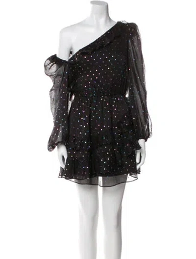 Pre-owned Elliatt Polka Dot Print Mini Dress In Black