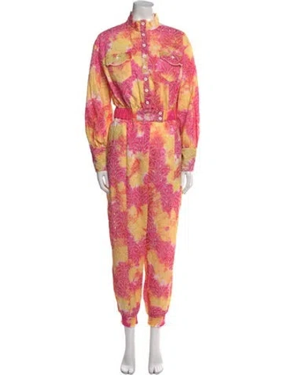 Pre-owned Elliatt Printed Jumpsuit In Pink