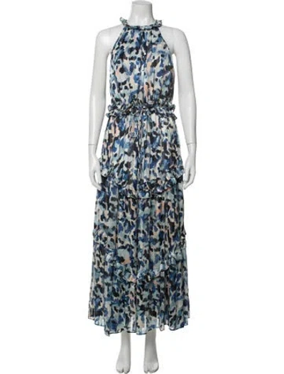 Pre-owned Elliatt Printed Long Dress In Blue