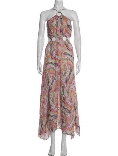 Pre-owned Elliatt Printed Long Dress In Grey