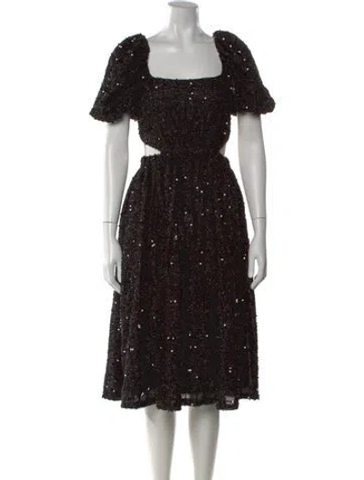 Pre-owned Elliatt Printed Midi Length Dress In Black