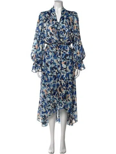 Pre-owned Elliatt Printed Midi Length Dress In Blue