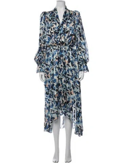 Pre-owned Elliatt Printed Midi Length Dress In Blue