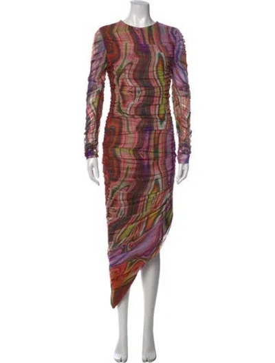 Pre-owned Elliatt Printed Midi Length Dress W/ Tags In Multicolor