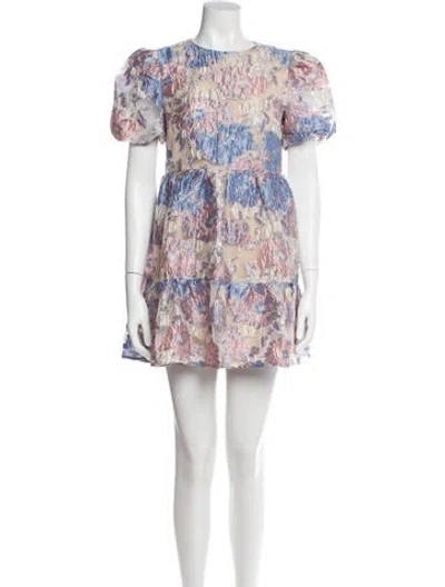 Pre-owned Elliatt Printed Mini Dress In Blue