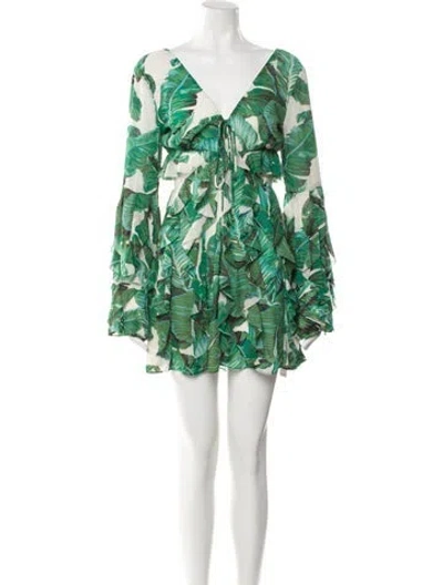Pre-owned Elliatt Printed Mini Dress In Green