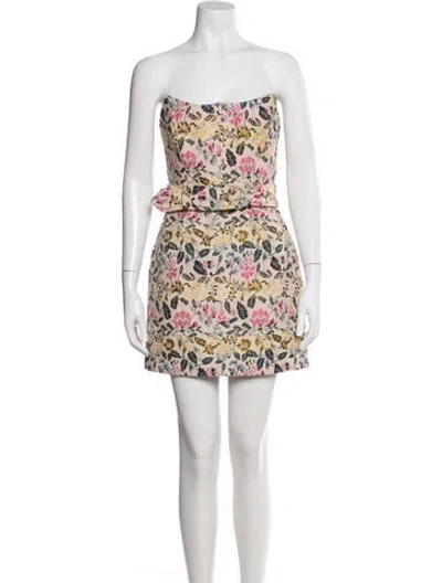 Pre-owned Elliatt Printed Mini Dress In White