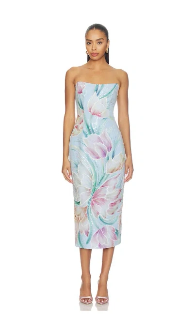 Elliatt Priselle Strapless Midi Dress In Blue