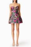 Elliatt Raisa Tulip Jacquard Strapless Minidress In Multi