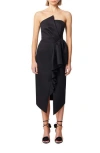 Elliatt Reception Cascade Ruffle Strapless Cocktail Dress In Black