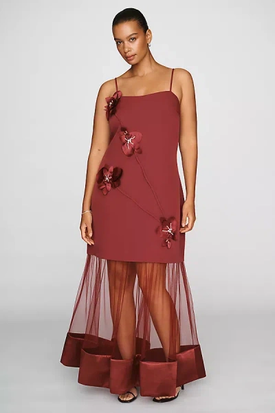 Elliatt Reina Plus 3d Floral Maxi Dress In Burgundy