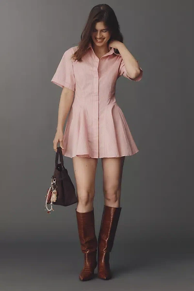 Elliatt Rosalie Short-sleeve Mini Shirt Dress In Pink