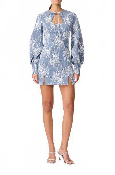 Elliatt Safia Long Sleeve Mini Dress In Mid Blue In Multi