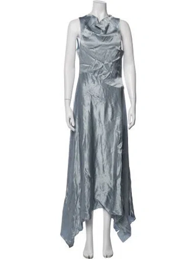 Pre-owned Elliatt Satin Long Dress In Blue