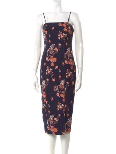 Pre-owned Elliatt Satin Midi Length Dress In Blue